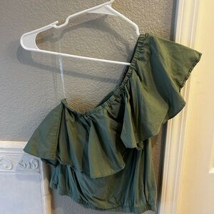 A New Day Olive Ruffle Blouse